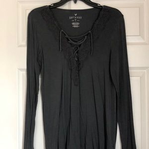 American Eagle Soft & Sexy Lace-up Long sleeve